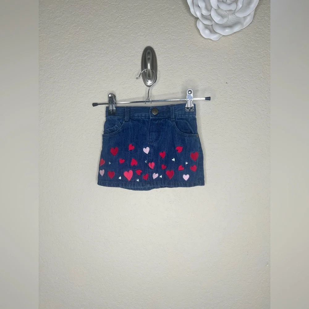 Gymboree 2014 Valentines Puppy Love Denim Hearts Skirt Size 18-24 months